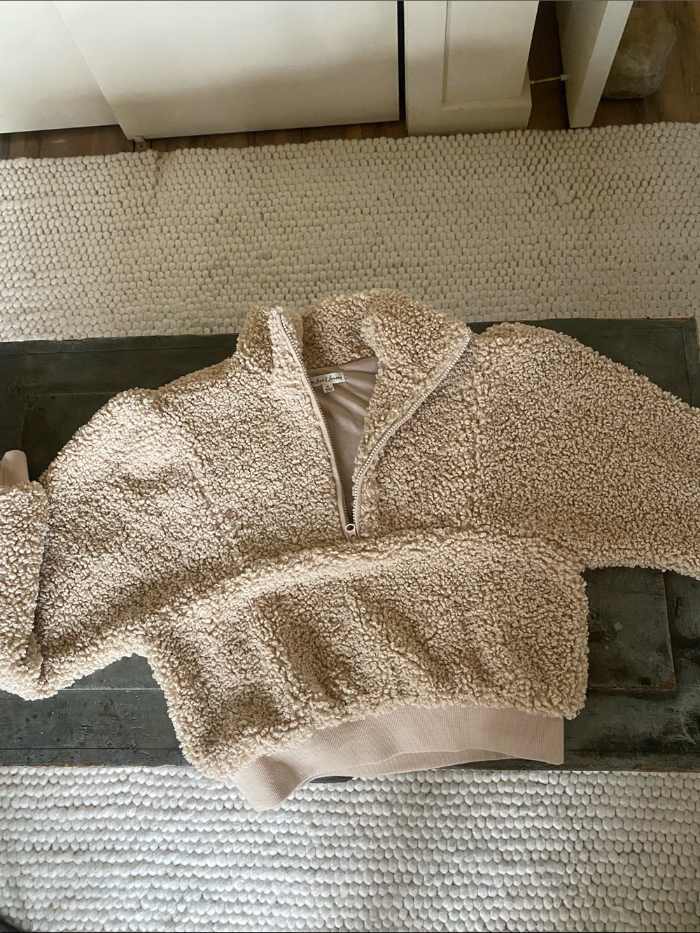 For Love And Lemons Cream Sherpa Half-Zip Pullover